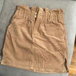 Corduroy paper bag mini skirt